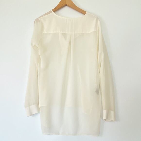 BCBGeneration Ivory Placket Henley Long Sleeve Blouse Top - Picture 4 of 10